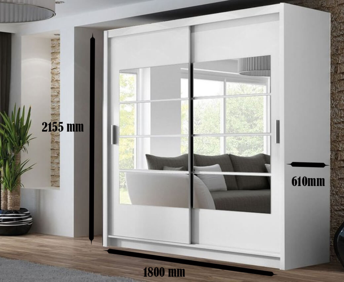 Toronto 1.8m Slide Robe - Oak | White